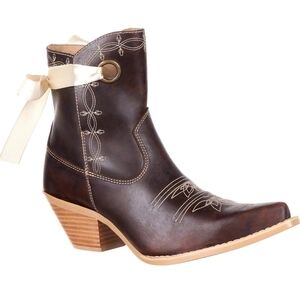 Durango Dark Brown Embroidered Ankle Boots